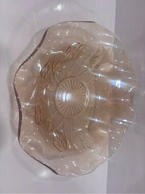 Vintage Jeannette Glass Iris & Herringbone 11.5 Inch Salad Bowl Fruit Bowl